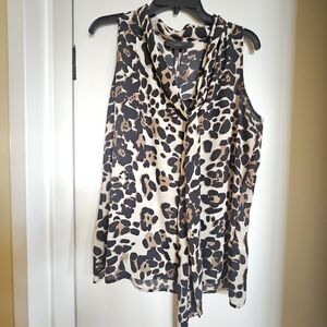 Donna Karan Leopard Print Sleeveless Blouse